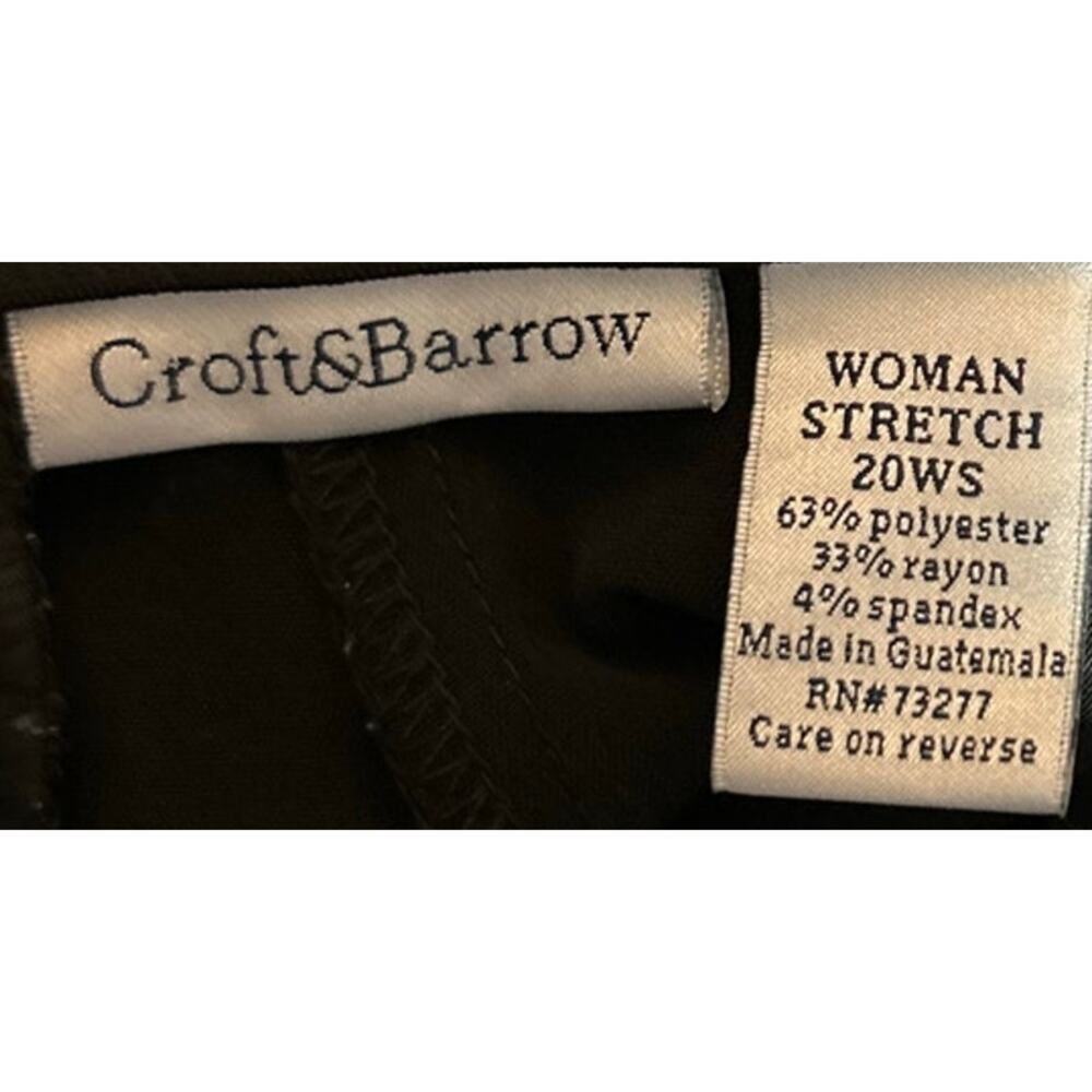 Croft & Barrow Women's Stretch Black Dress Pants Pockets Front & Back Size 20WS - Picture 5 of 6